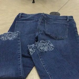 Ann Taylor Blue Jean with Embroidery at bottom